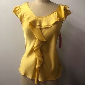 Yellow sleeveless ruffle top